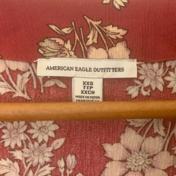 American Eagle Red 100% Viscose Floral Dress in XXS - Picture 4 of 5